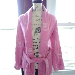 Victoria Secret Pink and white dog robe Terry thick xs  small